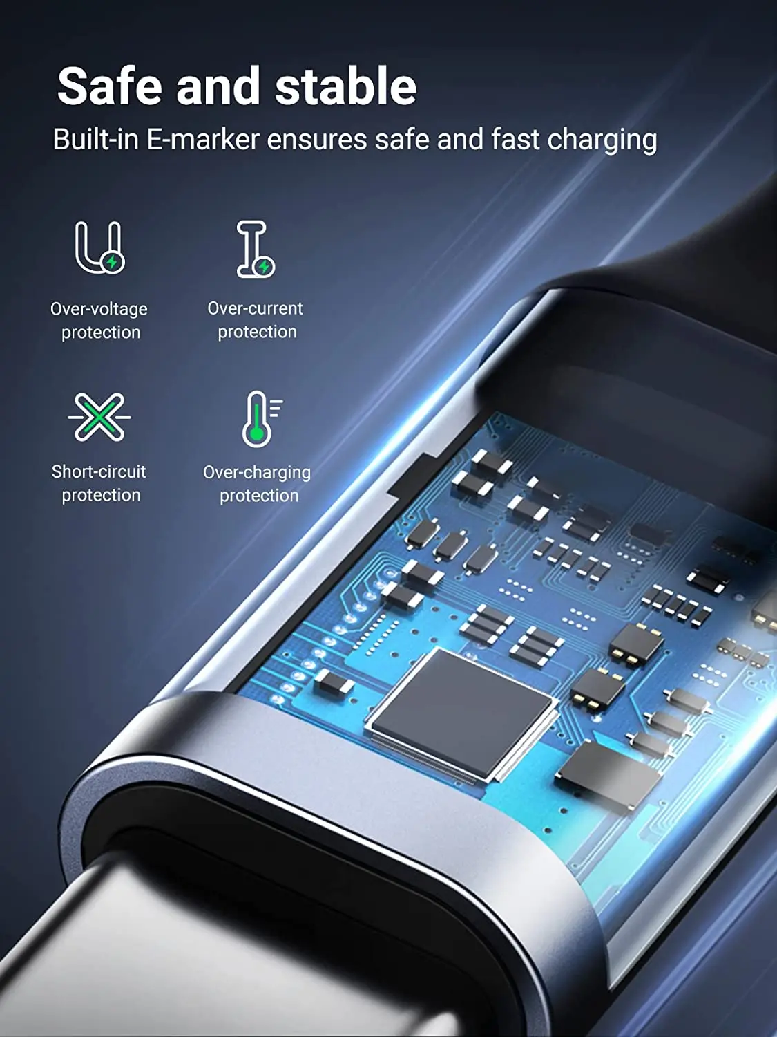 UGREEN USB C a USB C Cable 100W Tipo C Cargador Cable de carga rápida Ángulo recto 1M 2M