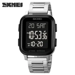 SKMEI Waterproof Leisure Business Steel LED Mens Electronic Wristwatches Clock Reloj Masculino Digital Sport Men Watch 1859 1858