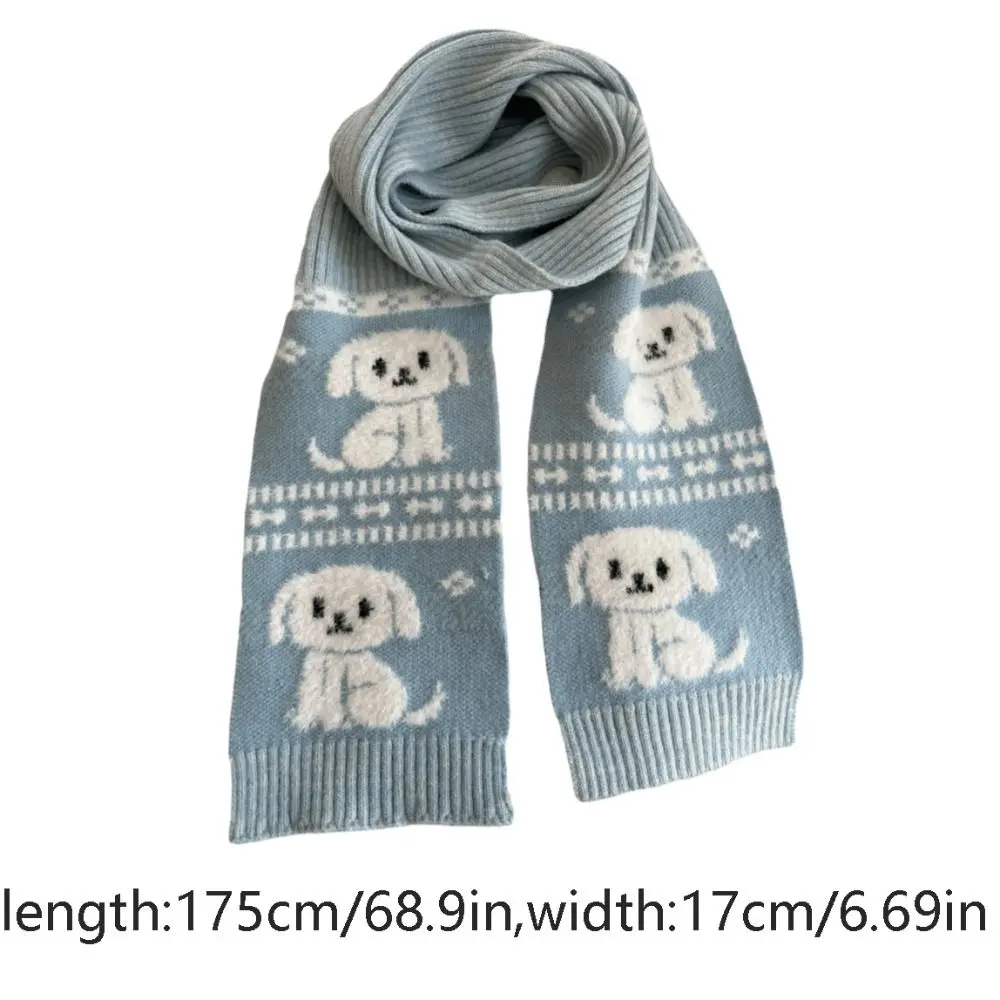 Sweet Cool Cartoon Cat Knitted Scarf Jacquard Cold Protection Puppy Cycling Neckerchief Fluffy Japanese Style Winter Wool Scarf