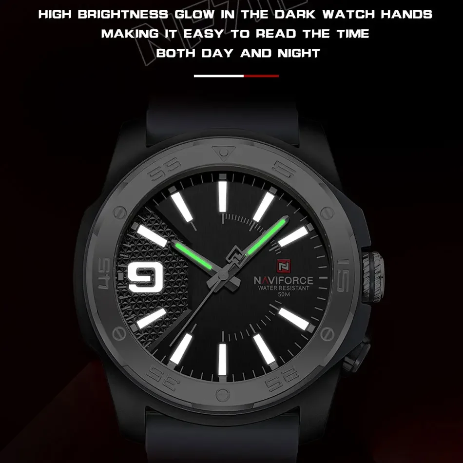 NAVIFORCE Fashion Quartz Man Watch Military Casual Sport Silicone Watches Luminous Waterproof Men Wristwatch Clock Reloj Hombre