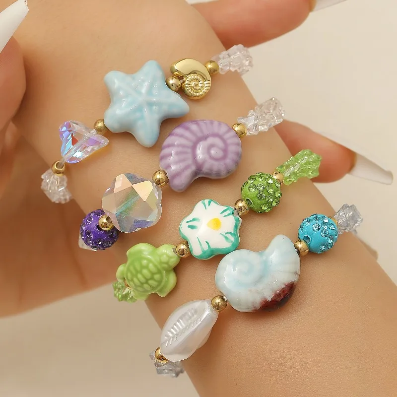 VIVILADY приморские звезды красочный гравий раковина черепаха браслет для женщин модные украшения минималистичные аксессуары оптовая продажа вечерние