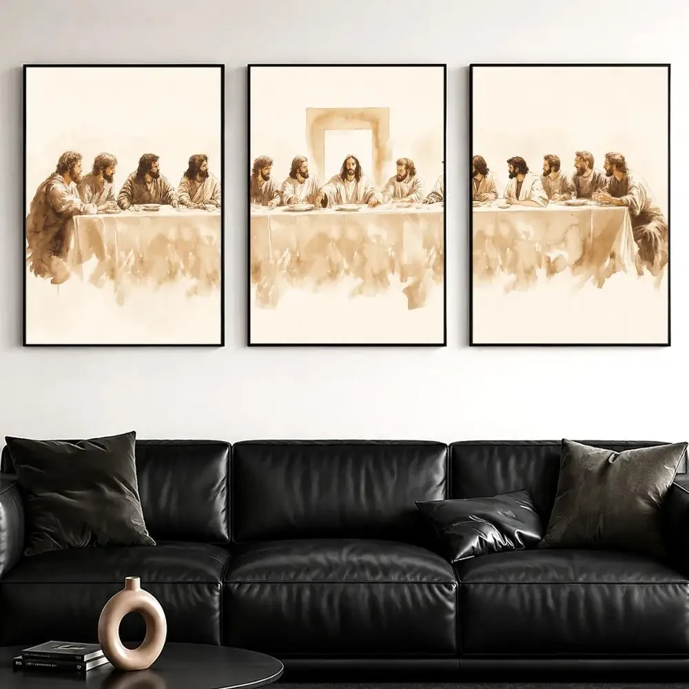 Last Supper Art Painting Calligraphy Canvas Wall Art Poster Set for Bedroom Living Room Home Decor Prints Gift