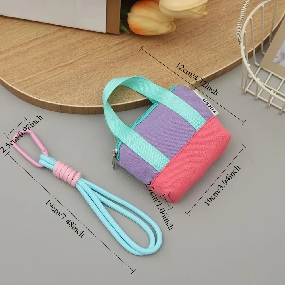New Mini Card Wallet with Wrist Strap and Earphone Case Dopamine Pink Handbag