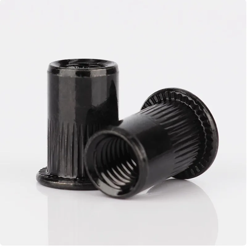 10PCS M3 - M12 Rivet Nuts Carbon Steel Rivnut Zinc-Plated Knurled Flat Head Threaded Insert Nutsert Cap Rivet Nut Fastener