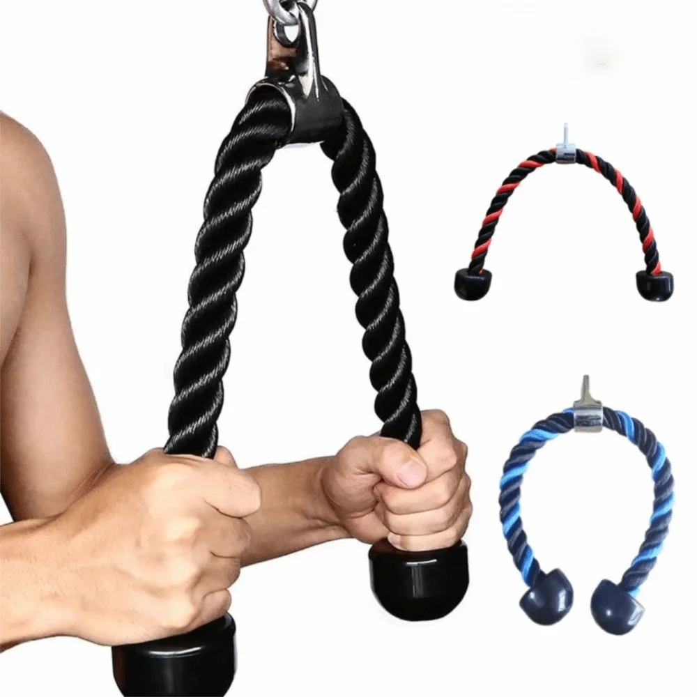 Coated Nylon Tricep Rope Pull Down Cable Multi-color Double Head Gym Pull Down Rope 70/90cm Non-Slip Tricep Rope Cable