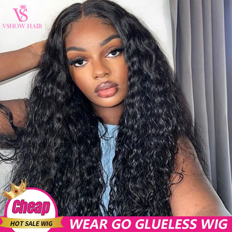 

Wear And Go Water Wave Pre Plucked 6x4 HD Lace Closure Glueless Human Hair Wigs For Women Ready To Wear Glueless Brazilian Wig On Sale