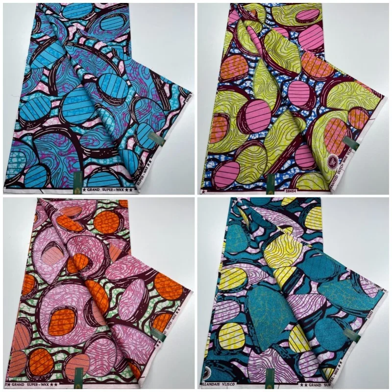 

New Original Heavy Quality Grand Wax Glitter Fabrics Soft Cotton Ankara Printed Wax Materials 6Yardss for Nigerian Clothes