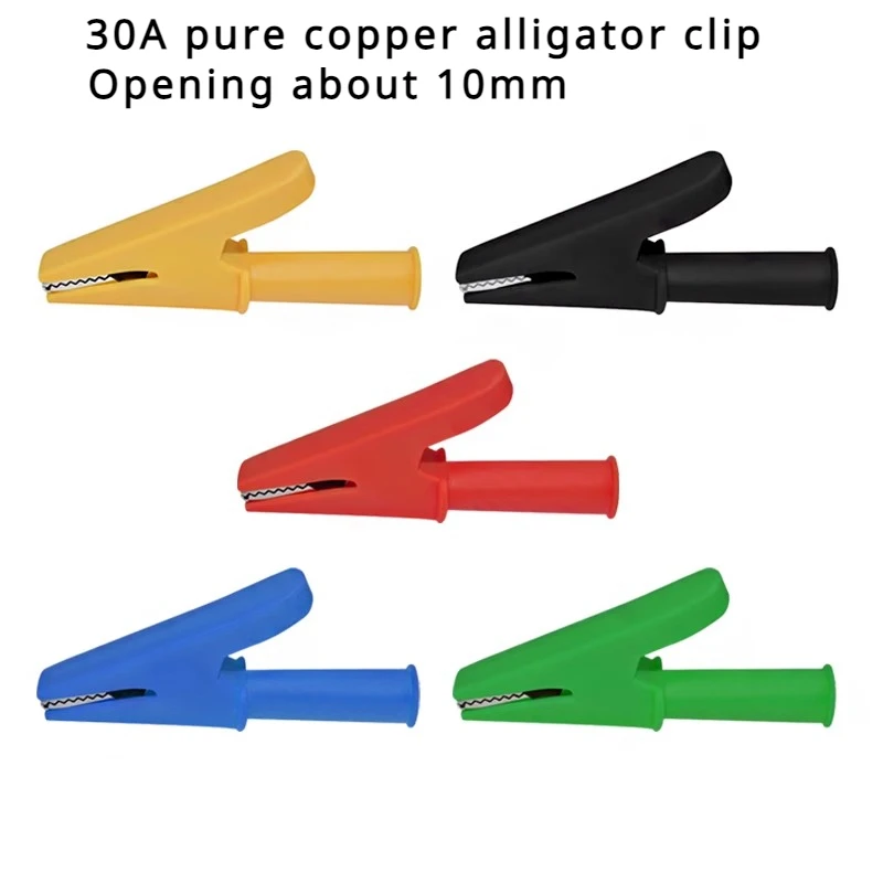 

5/10Pcs 30A pure copper Alligator Clip Crocodile Adapter 4mm Banana Plug Probe Clip for Multimeter Pen Test lead Cable Insulated