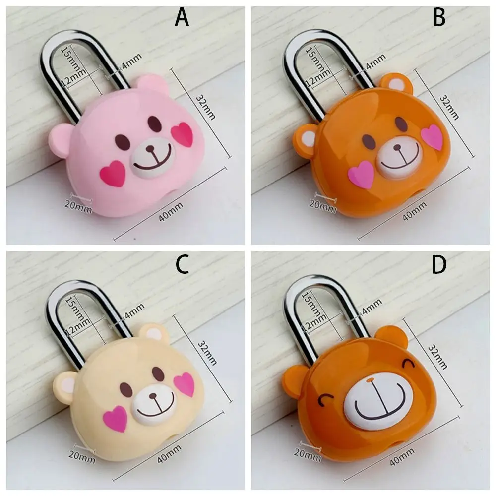 Cute Bear Luggage Padlock with 2 Keys Cartoon Mini Small Locks Backpack Cabinet Locks Journal Notebook Padlock Security Tool