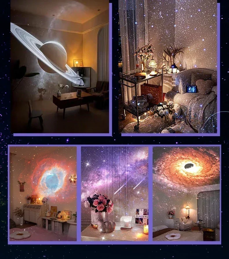 Proyector de cielo estrellado con meteorito para niños, lámpara de decoración para habitación, 12 en 1, galaxia, estrella, Bluetooth, rotación de