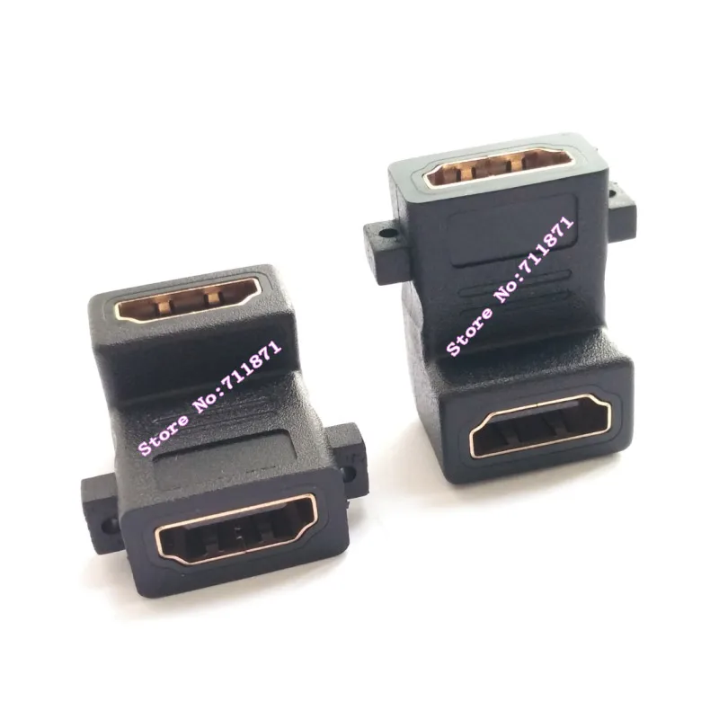 90 Degree Right Angle HDMI-compatible Adapter Connector With Screw Hole Female to Female Bend HDMI-compatible Connector Adapter