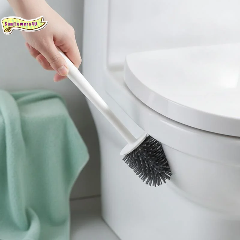 Soft Bristle Silicone Toilet Brush Wall Mounted Non-Scratch Deep Clean Tool for Commercial Residential Bathroom