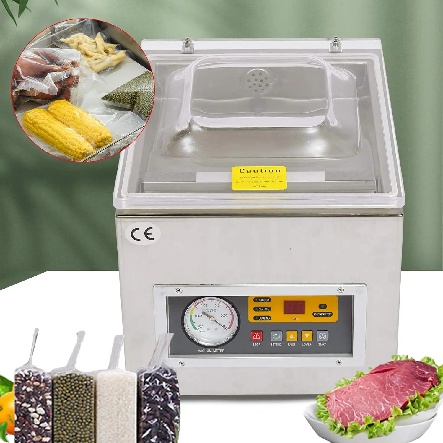 Digital Vacuum Packing Sealing Machine Dz-260S Table Top Chamber Vacuum Sealer 120W Commercial Kitchen Food Chamber Seal Vacuum