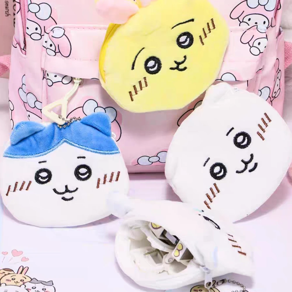 

Kawaii Anime Chiikawa Plush Wallet Cartoon Hachiware Usagi Student Multifunctional Mini Coin Storage Bag Backpack Charm Gifts