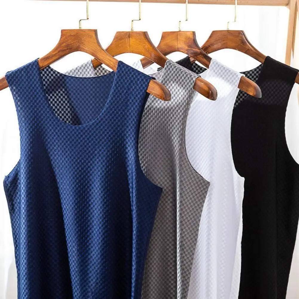 

Ice Silk Seamless Vest Grid Texture Bodybuilding Running Tank Top Sports Vest Breathable Quick Drying Seamless Vest Sportwear