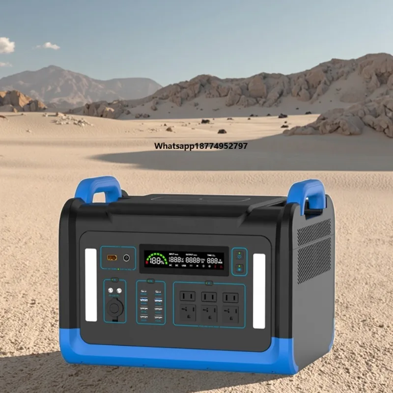 Portable 2400W Solar Power Station Pure Sine Wave Inverter Lithium Ion Battery  for Home Emergency Use Outdoor Car