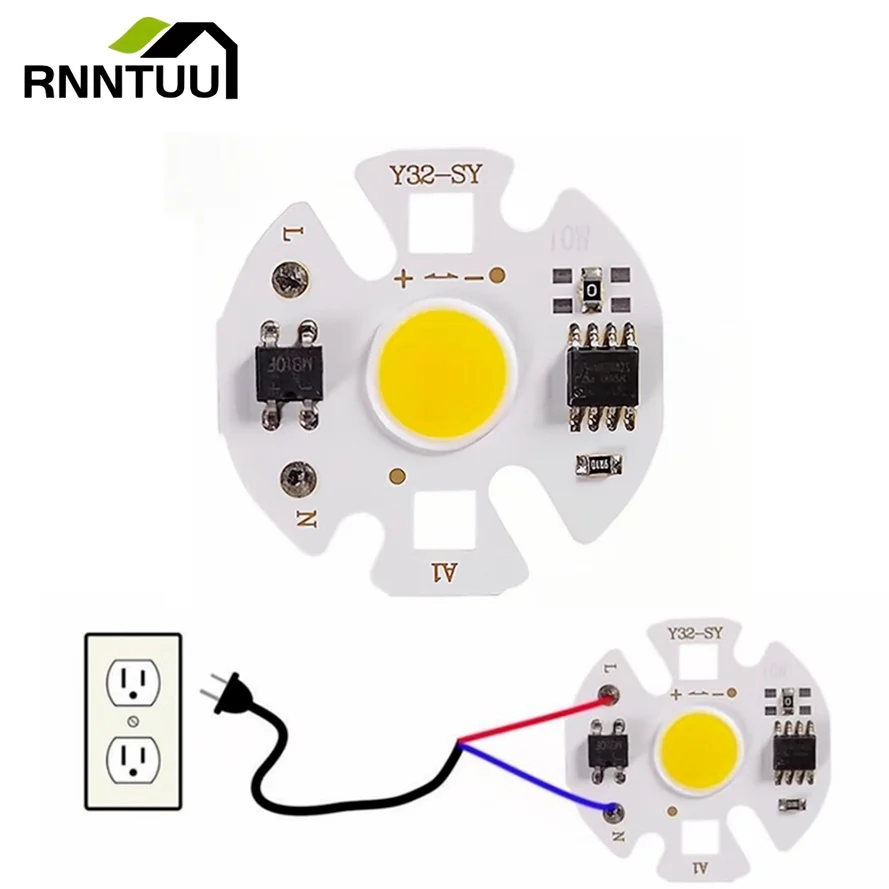 RnnTuu Y32 COB LED Chip Lamp Matrix AC 220V 3W 5W 7W 9W 12W For Floodlight Spotlight No Need Drive Projector Light Bulb beads