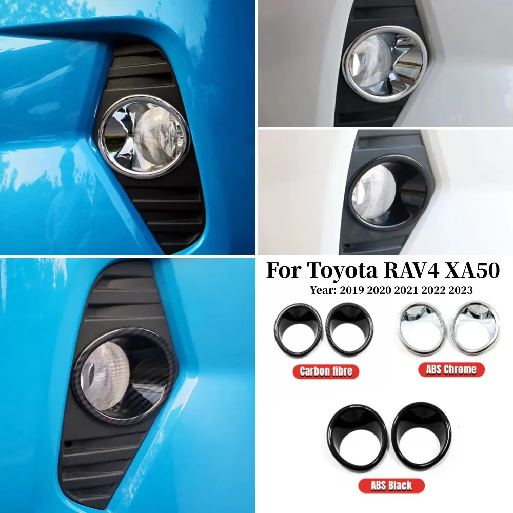 

ABS Chrome or Black or Carbon Front Fog Light cover Fog lamp trim For Toyota RAV4 RAV 4 XA50 2019 2020 2021-2023 Accessories