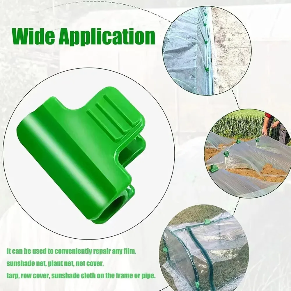 Garden Plant Tunnel Hoop Clamps Fix Greenhouse Accessories With Insulation Film Plants Roots Stems Support Frame Green Clips Too