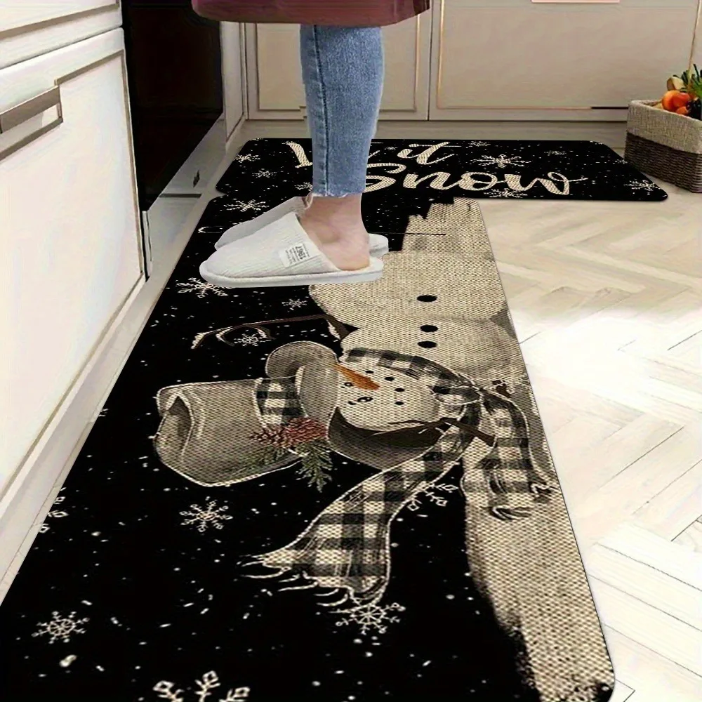 

1PC Frosty Winter Welcome Kitchen Rug Non-Slip Door Mat Pop design Bathroom Rug Bath Mat Carpet for Home Sink Laundry Decor