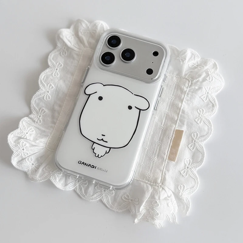 Coque de téléphone antichoc en silicone motif chiot blanc Lovely Line coréen pour iPhone 17 Air 16 Pro Max 15 14 Plus 13 12 11 Pro