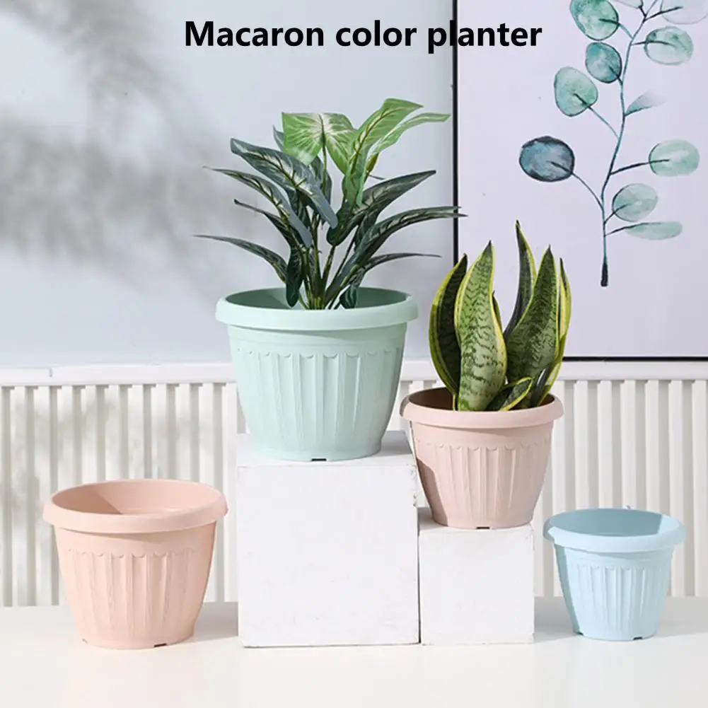 Flower Pots Large Capacity Deep Anti-deformation Decorative Macaron Color Imitation Ceramics Planter Pot Greenery Accessories