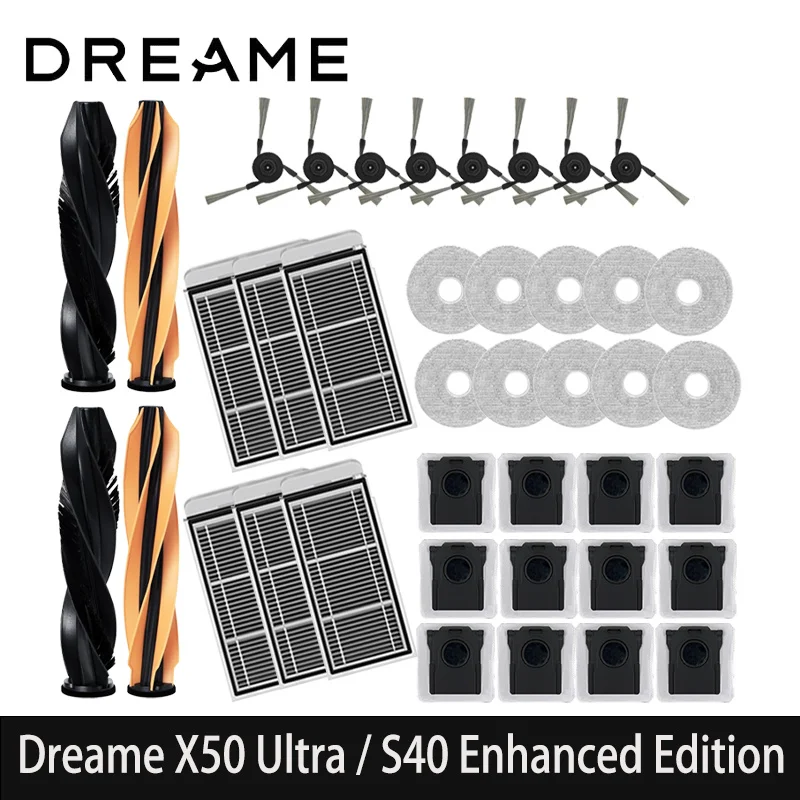 

Dreame X50 Ultra / S40 Enhanced Edition Robot Vacuum Cleaner Accessories Main Roller Side Brush Hepa Filter Mop Dust Bag Parts