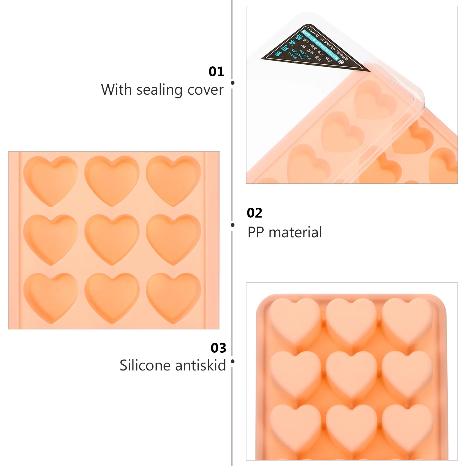 

1pc Heart Mold Silicone Easy Release Tray For Drink Wine Dessert Diy Making Tool Heart Ice Tray Ice Silicone Mold