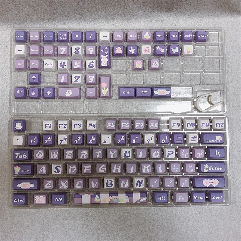 Purple keycaps 124 Keys Violet Sunflower The key cap PBT for GMK 61/68/84/87/96/980/104/108 Mechanical keyboard available