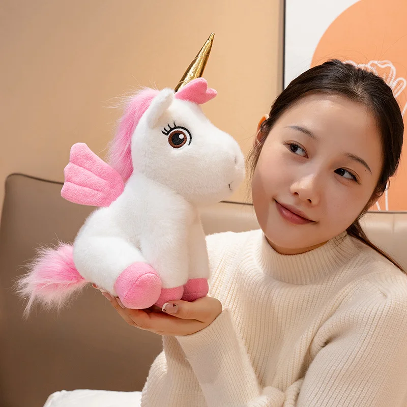 35cm Uroczy Siedzący Jednorożec Pluszak Miękka Zabawka Różowy Niebieski Fioletowy Czerwony Fantastyczne Zwierzę Chiński Rok Maskotka Uspokajający Prezent