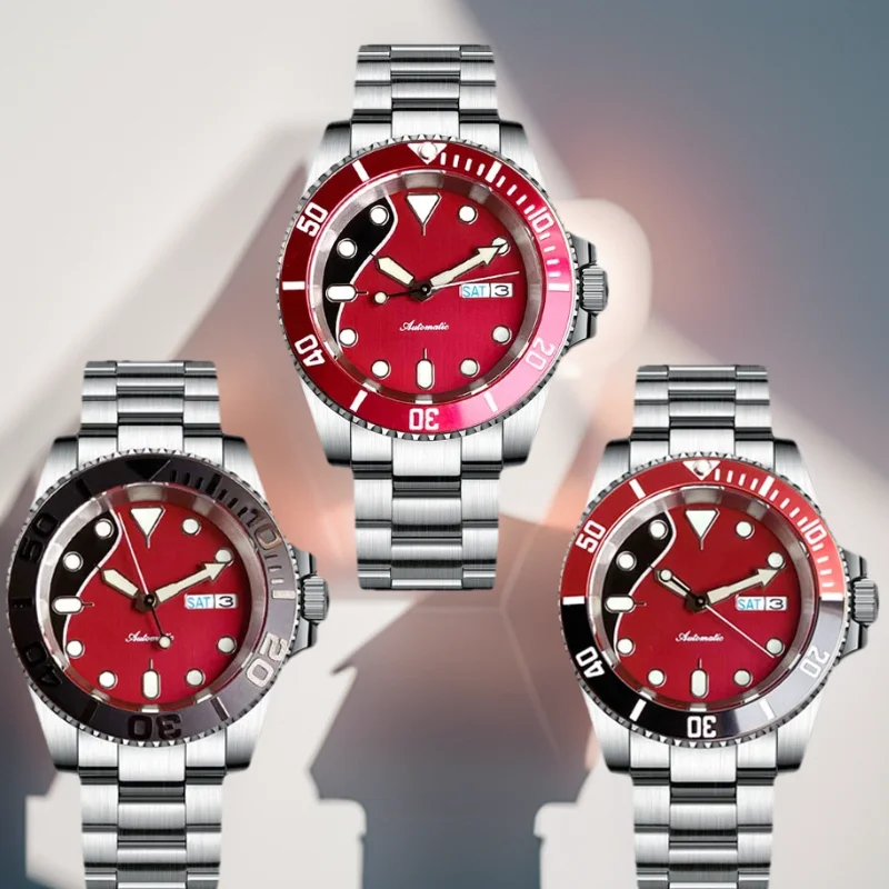 Tandorio 20BAR Wasserdichte Automatische Japan NH36A Taucheruhr für Herren Mechanisch 40mm Saphirglas Zyklop-Objektiv Tag-Datum Anzeige Gleitschnallenverschluss
