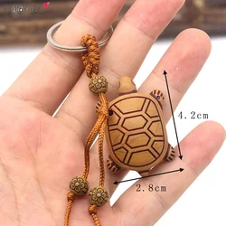 Retro Turtle Keychain Wood Made Horse Engraving Tortoise Keyring Gift for Friends Animal Series Car Keys Ladies Key Ring Gift