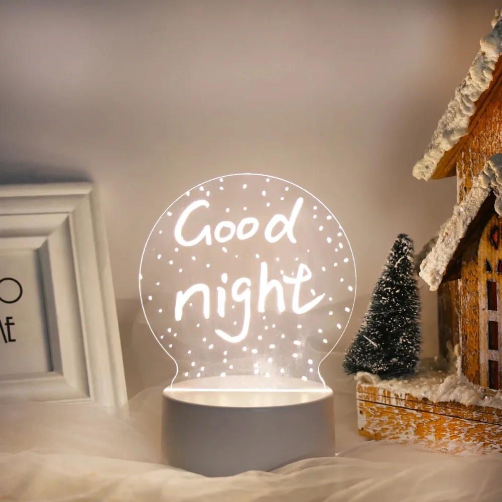 Rewritable Word Board Note Board LED Night Light with Pen Warm Family Atmosphere USB Power Night Light Family Children's Festi