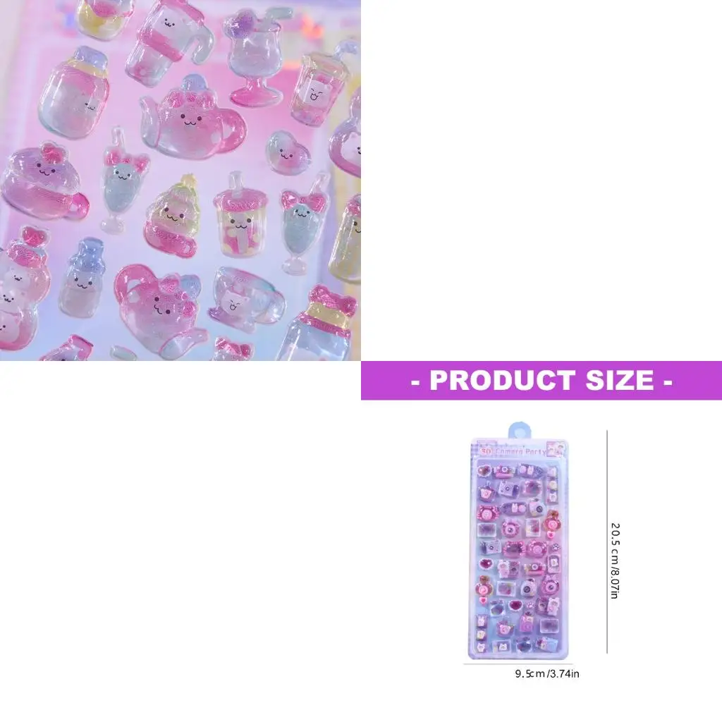 3D Sticker Cartoon Sticker Tiny Handcraft Sticker Reusing Tiny Patches for Water Bottle, Notebook, Scrapbooking