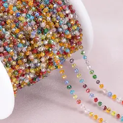2Meters 1Meter Stainless Steel 2.5mm Crystal Beads Chain Natural Stone Beaded Chains for Necklace Bracelet Jewelry Making DIY