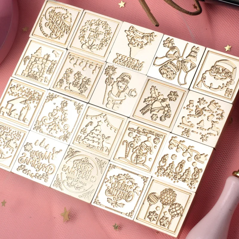 

Enameled Copper Head New Pictorial Stamp Elk Wax Stamp Handbook With Christmas Theme Series Square Wax Stamp