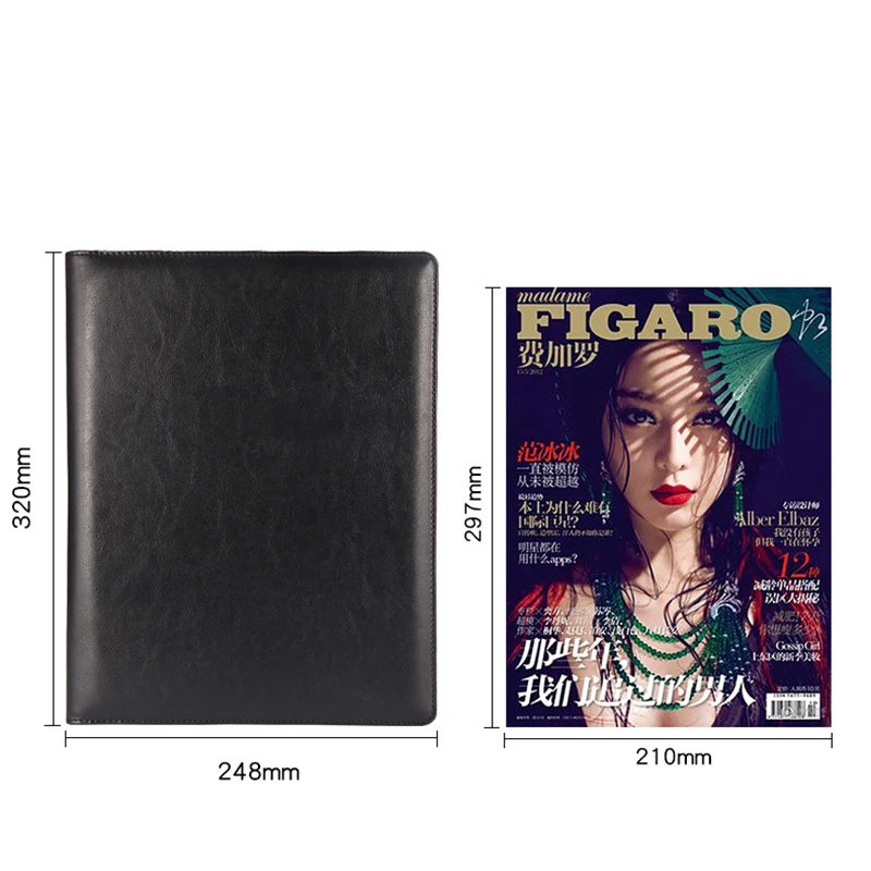 No Rings Letter Size A4 PU Leather File Folder Organizer