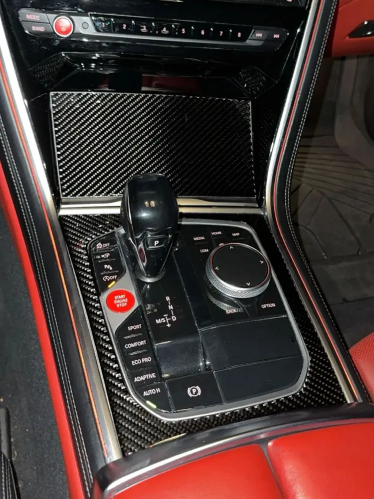 Car Interior Soft Carbon Fiber Accessories Central Gear Shift Panel Frame Trim Cover For BMW 8 Series M850i G15 G16 2019-2022