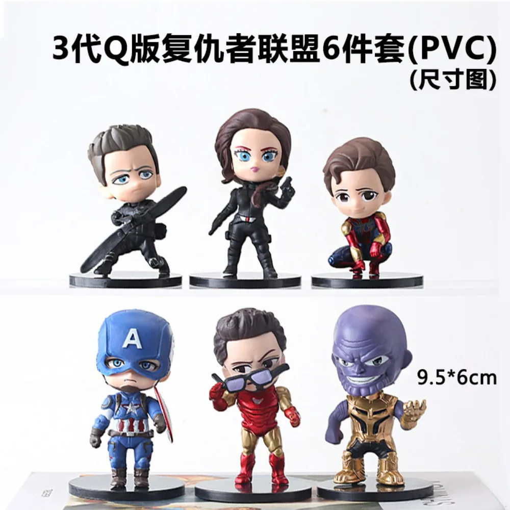 6 Styles The Avengers Action Toy Figures Ornament Spider Man Iron Man Black Widow Desktop Cake Decoration Model Garage Kit Gifts