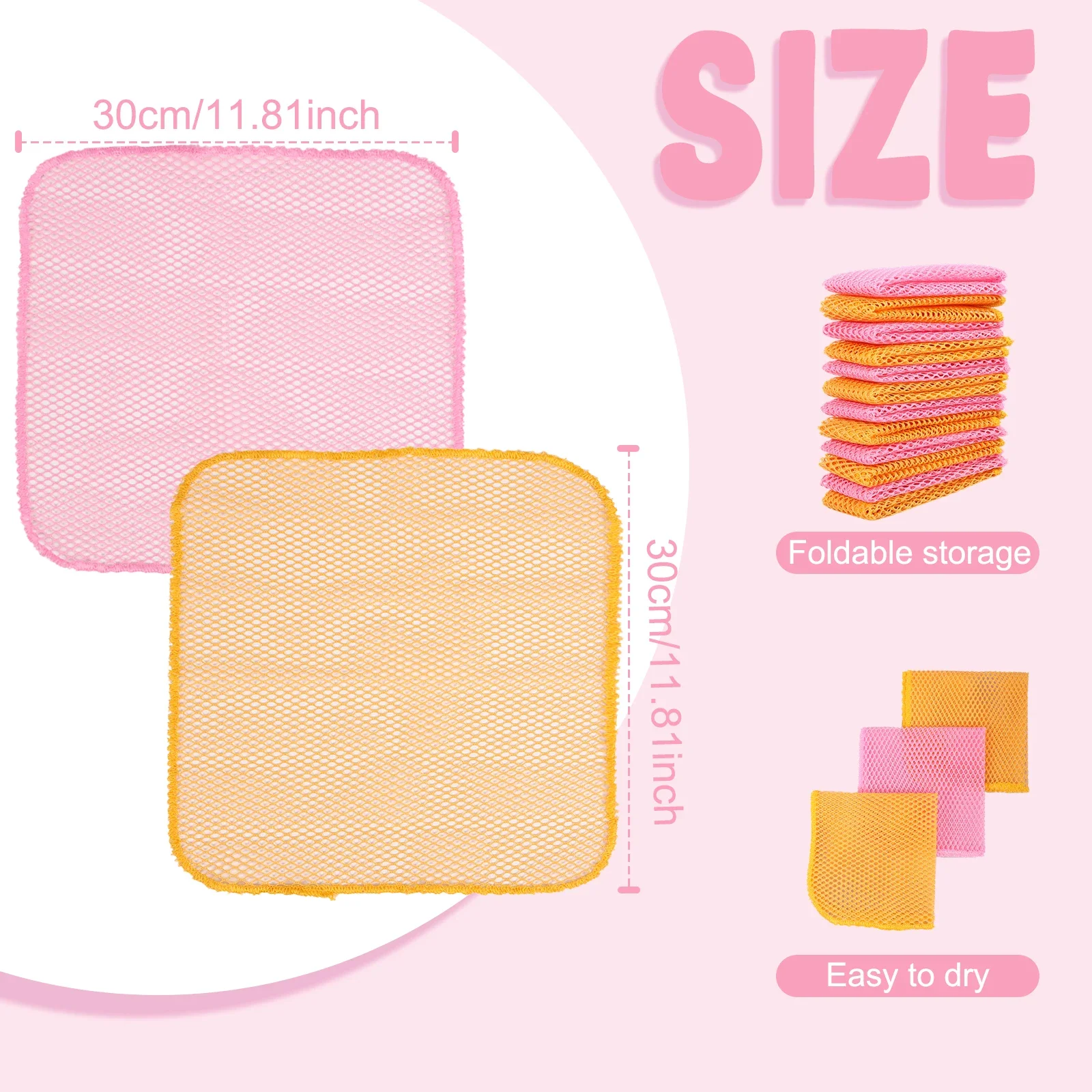 12Pcs Innovative Dish Washing Net Cloths Quick Dry Scourer Mesh Washing Cloths Kitchen Cleaning Tool household Cleaning Cloths