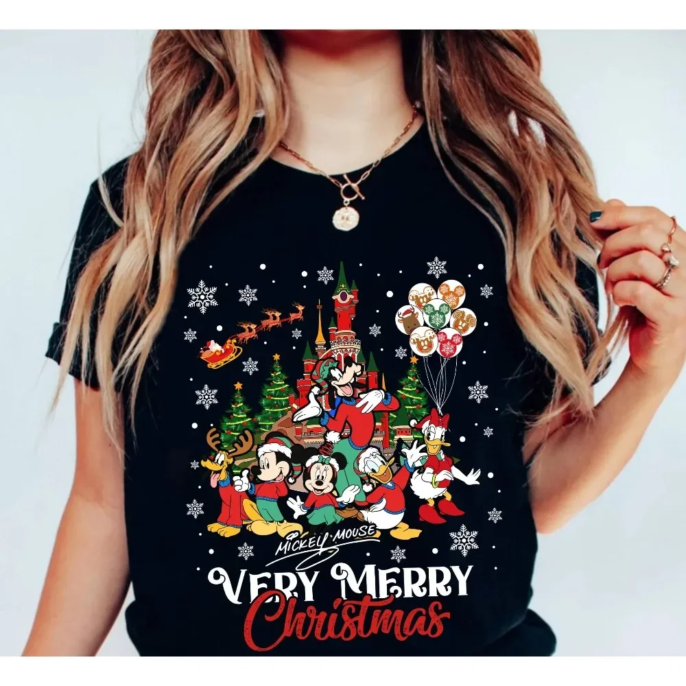 

Christmas Disney 2025 New Hot Men Women Summer T-shirt Family Parent-child Outfit Boys Girls Casual Unisex Oversized Top