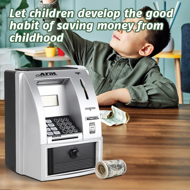 Electronic Piggy Bank ATM Password Money  Coins Saving Box ATM Bank  Automatic Deposit Banknote Christmas Gift