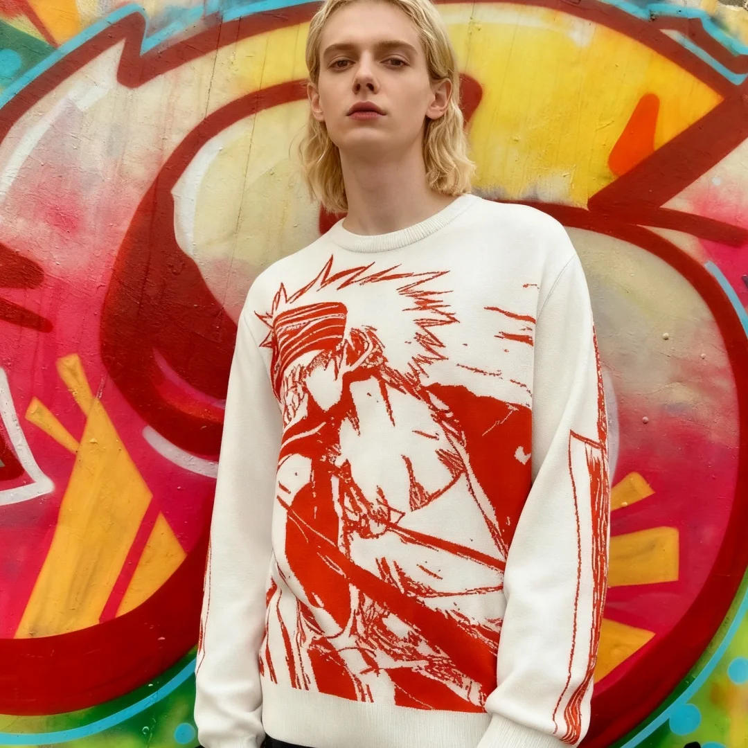 

2026 Spring New Unisex Y2K Harajuku Gothic Punk Knit Pullover Retro Hip Hop Cartoon Printed Street Fashion Top