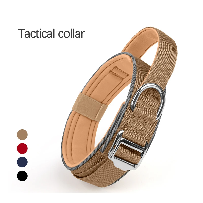 

Lightweight Soft Dog Tactical Collar Waterproof Adjustable Heavy Duty Military Collar with Reflective Tape Correas Para Perros