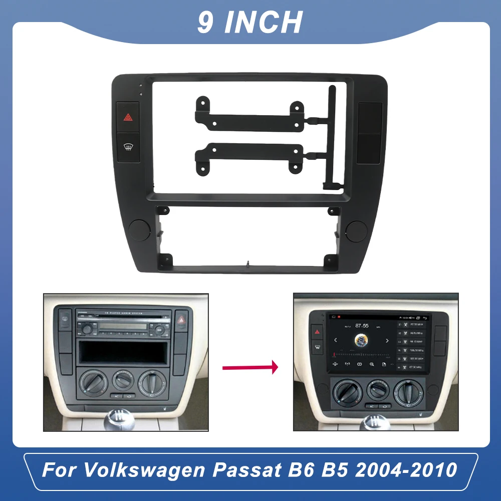 

9-дюймовый автомобильный аудиоадаптер Android-радио приборной панели, комплект панели лицевой панели для Volkswagen Passat B6 B5 2004-2010