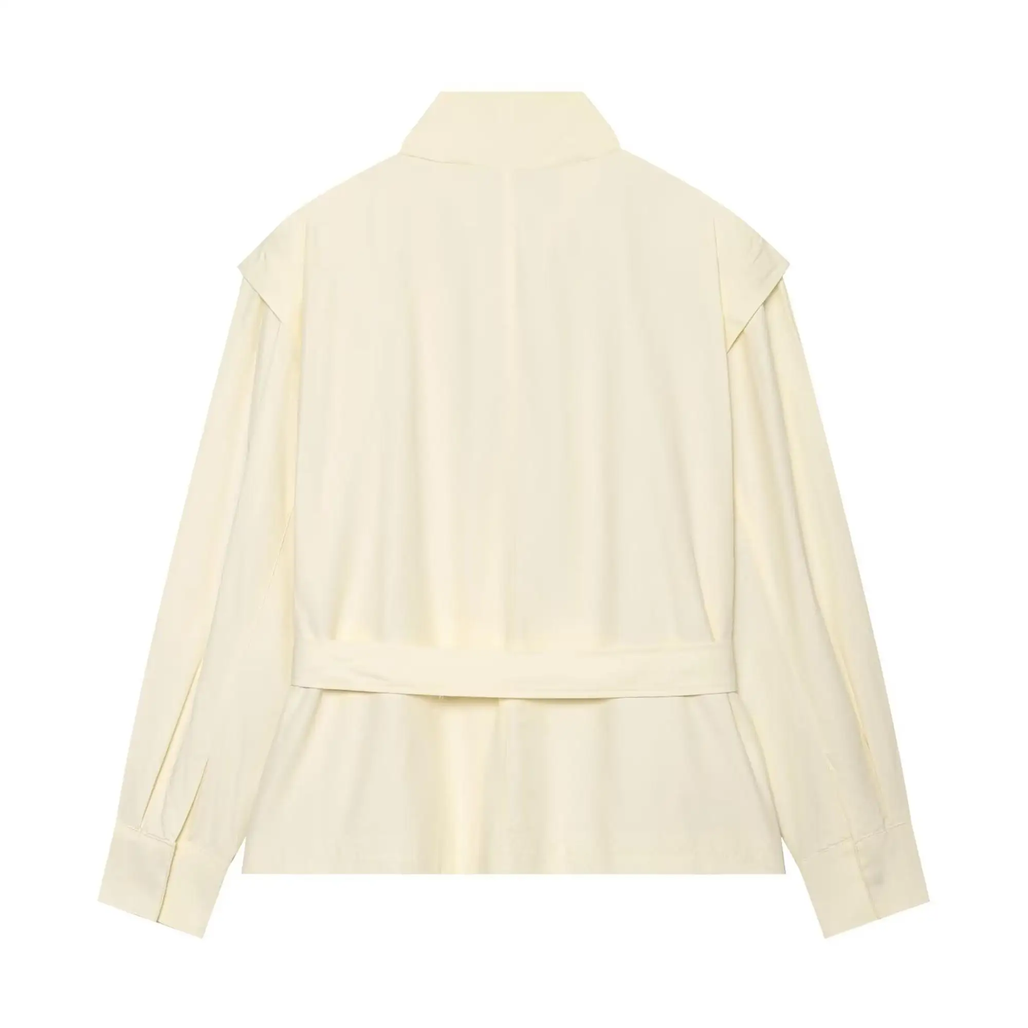 Damen Kurze Trenchjacke mit Gürtel Frühling Herbst Einfarbig Hochkragen Lose Oberbekleidung 2026 Neue Damen Street Casual Mode Mantel – Detail 3