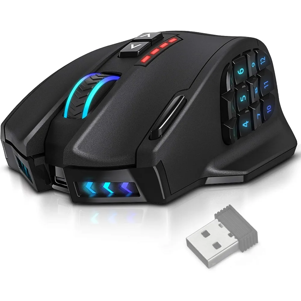 Gaming Mouse with RGB Wired, 16400 DPI Laser for High Precision MMO and Computer Gaming