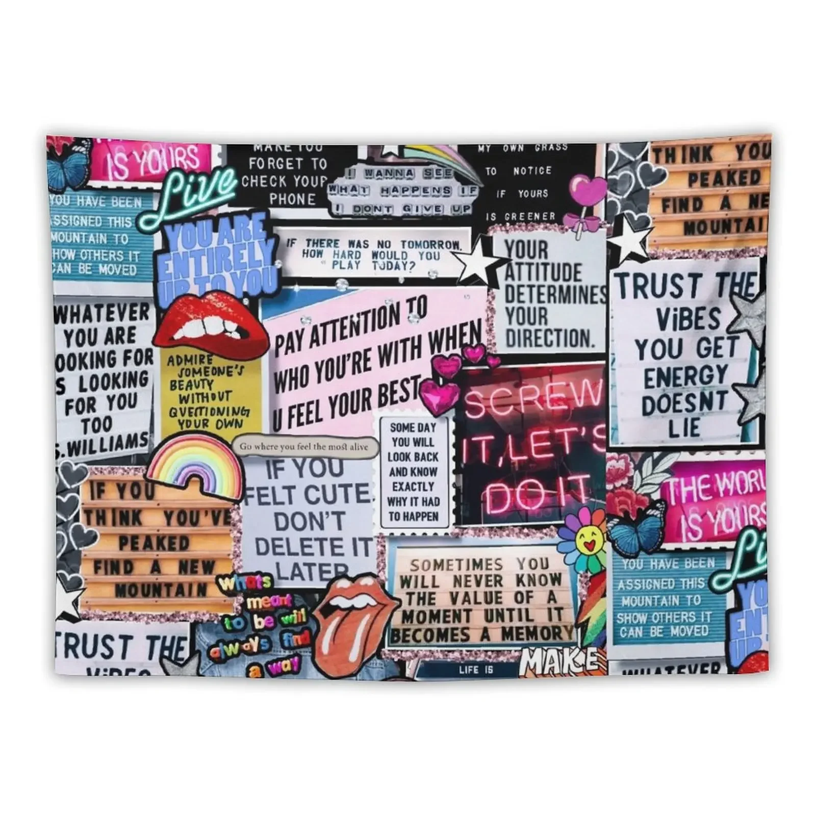 Messages of Inspiration Collage Tapestry Room Aesthetic Decor Room Decorations Tapete For The Wall Custom Tapestry