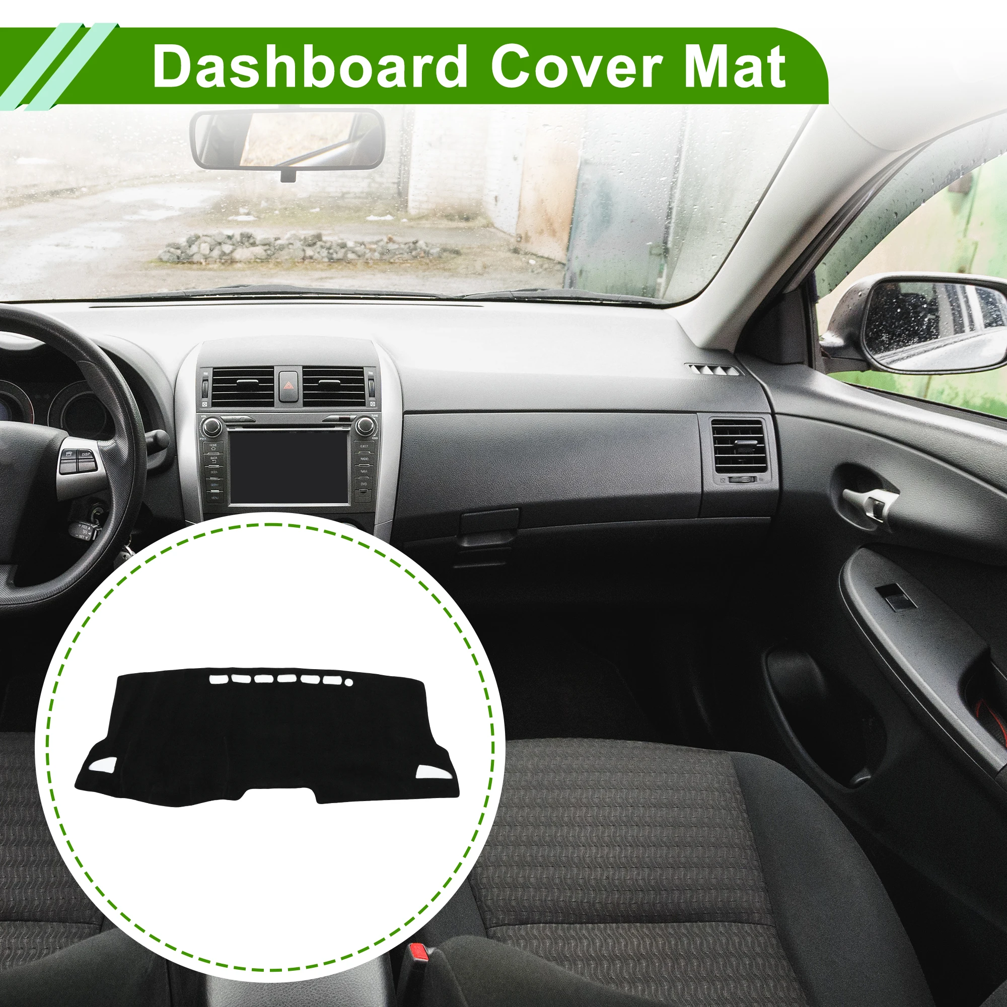 UXCELL Dashboard Cover for Toyota Corolla 2019-2025 without Hud Polyester Black 1 Pc