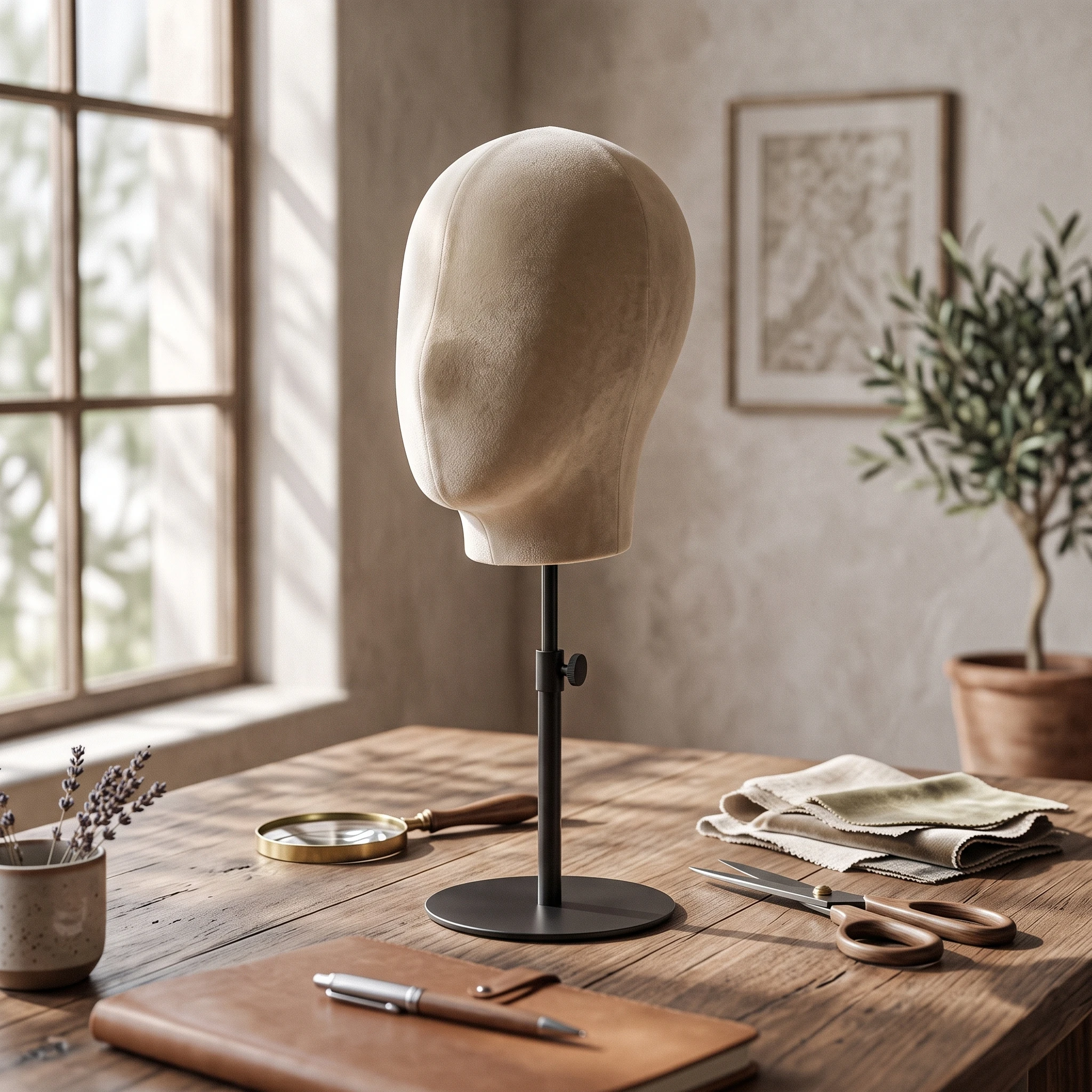 Mannequin Head Stand Adjustable Velvet Mannequin Head Hat Display Stand Countertop Tabletop for Retailers, Boutiques